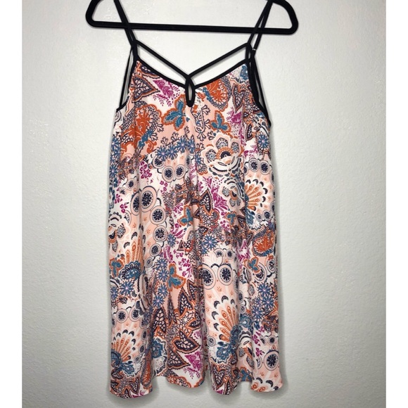 Lush Dresses & Skirts - Lush Pink Blue Paisley Floral Cami Strappy Dress L
